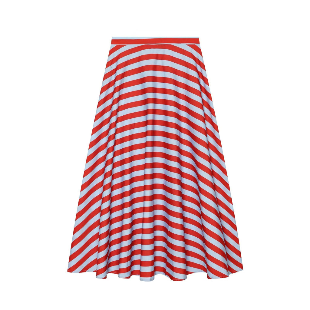 suit Women's 2 pieces bow decoration striped shirt+skirt