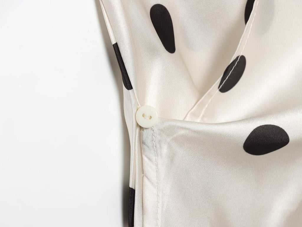 Women's Satin textured polka dot hanging neck top