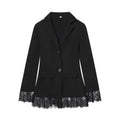 Women's waist cinched slim lace patchwork Blazer Coat