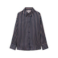 Women's casual lapel striped Button-up shirt