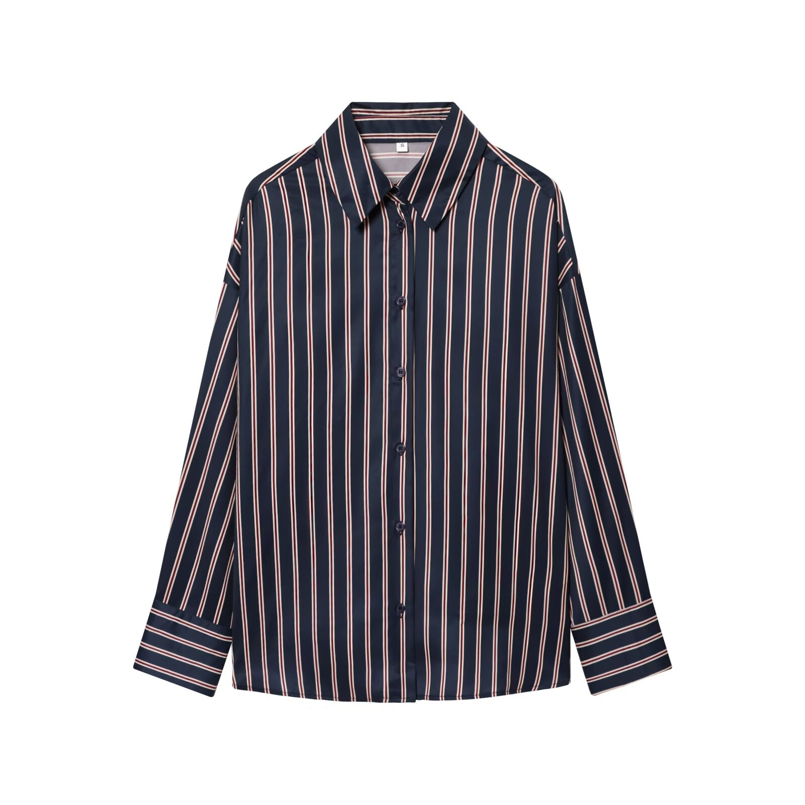 Women's casual lapel striped Button-up shirt