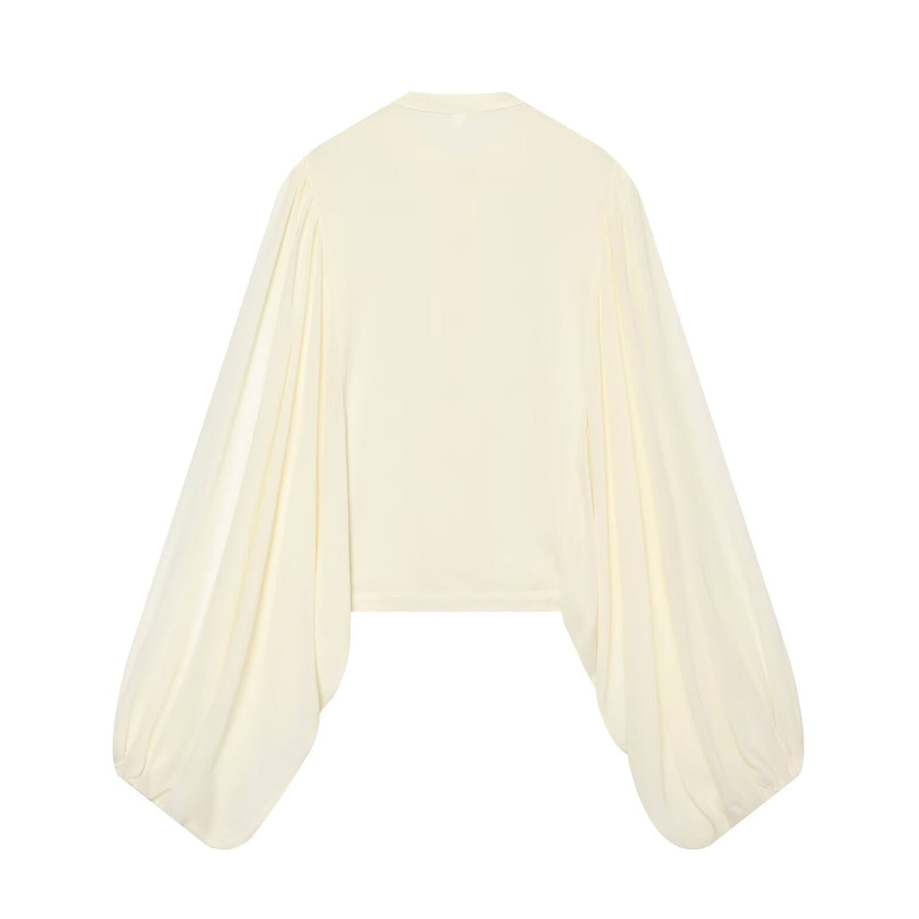 Women's long sleeved O Neck rope Knot button shirt