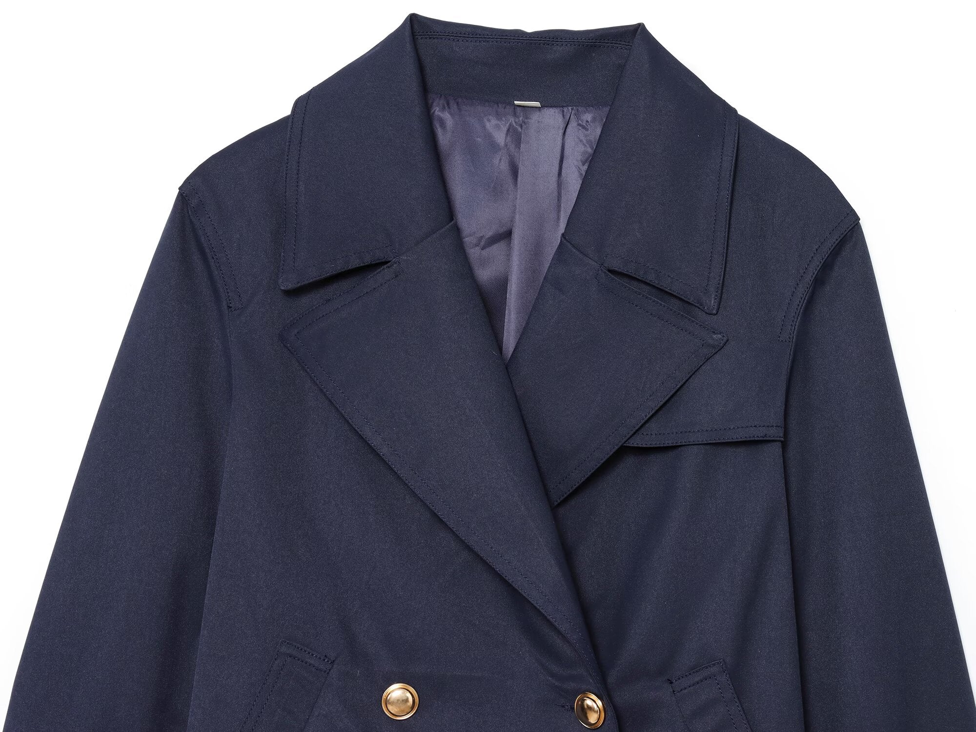 Women's new fashion casual double breasted short lapel Coat