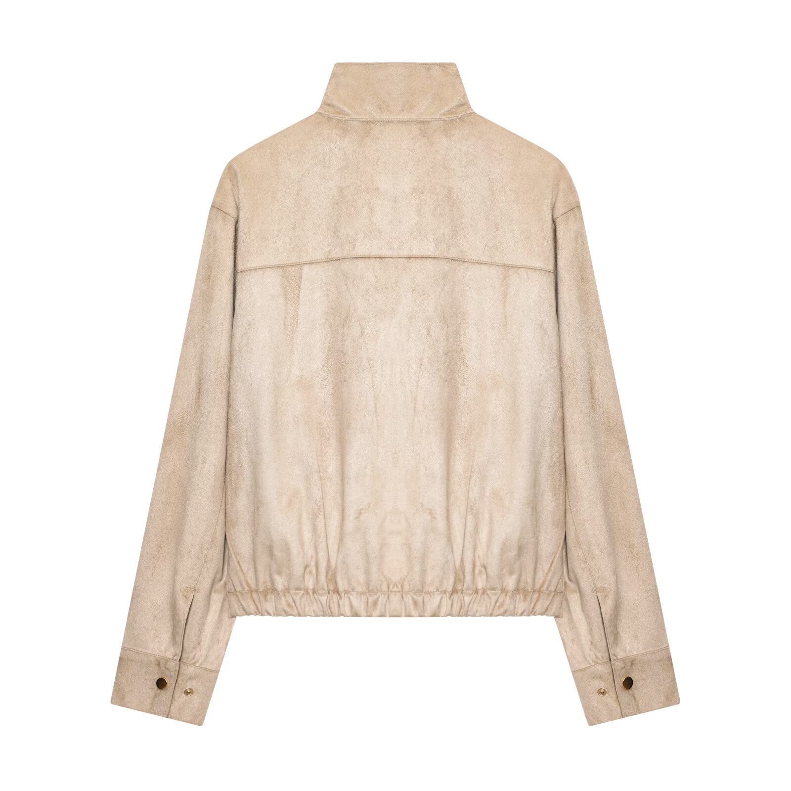 Women's new fashion anti suede effect stand collar jacket Coat