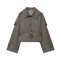 Women's new fashion with Belt short single breasted stand collar Coat