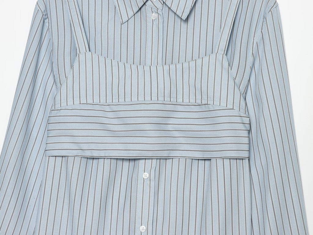Women's layered decorative striped shirt
