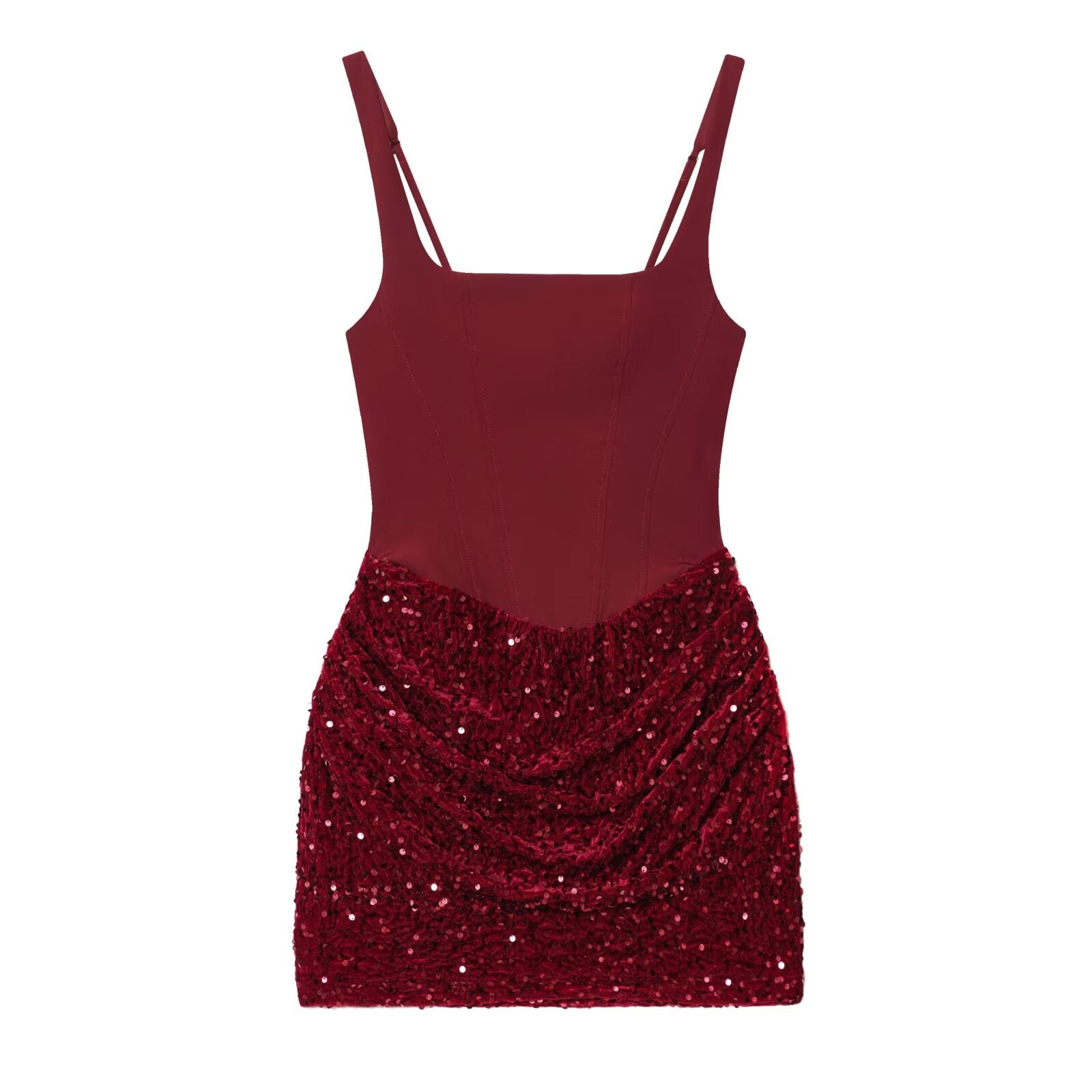 Women's sequin wrapped hip suspender mini dress