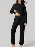 Women's new high-necked loose pullover sweater sweatpants suit