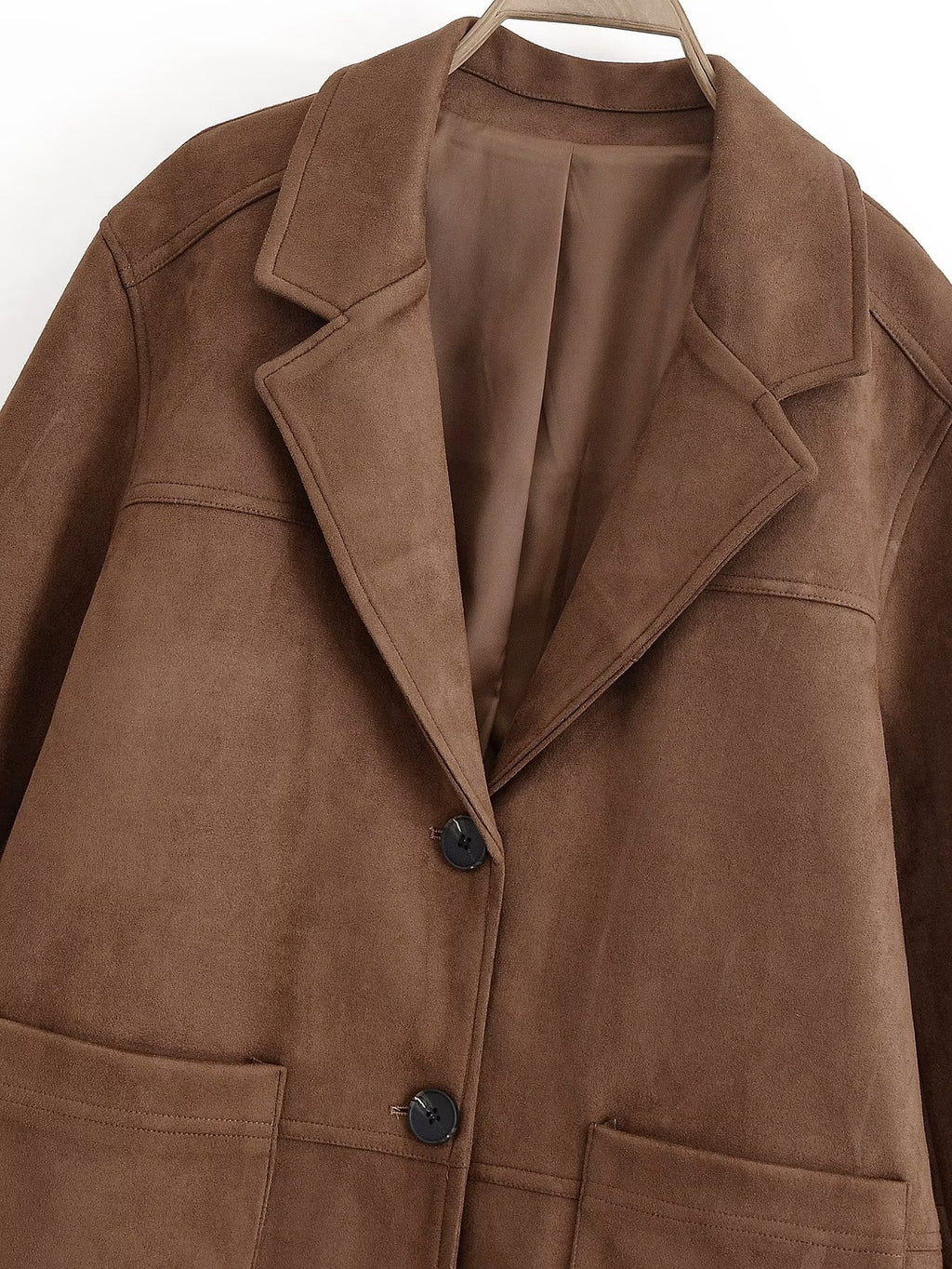 Women's 2025 new fashion loose warm suede suit jacket
