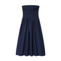 Women's new fashion poplin strapless MIDI dress