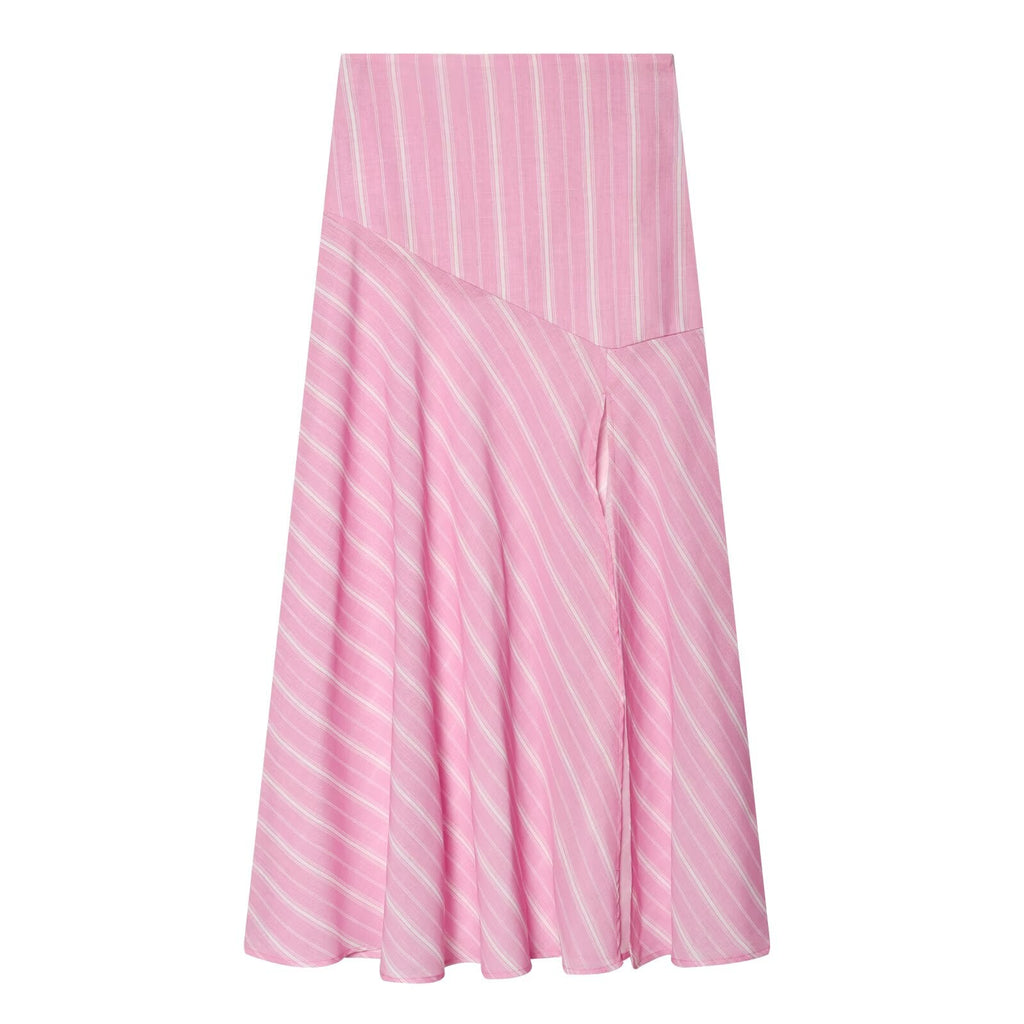 suit Women's 2 pieces loose linen blended striped shirt+Skirts