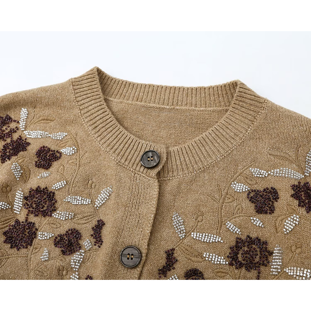 Women's beaded embroidered decorative knitted Coat