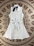 Women's New Fashion Embroidered Sleeveless Cotton Polo Oxford Shirt A-word Dress