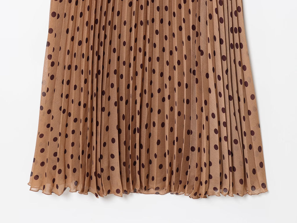 Women's chic fashion With Belt polka dot hanging neck MIDI dress