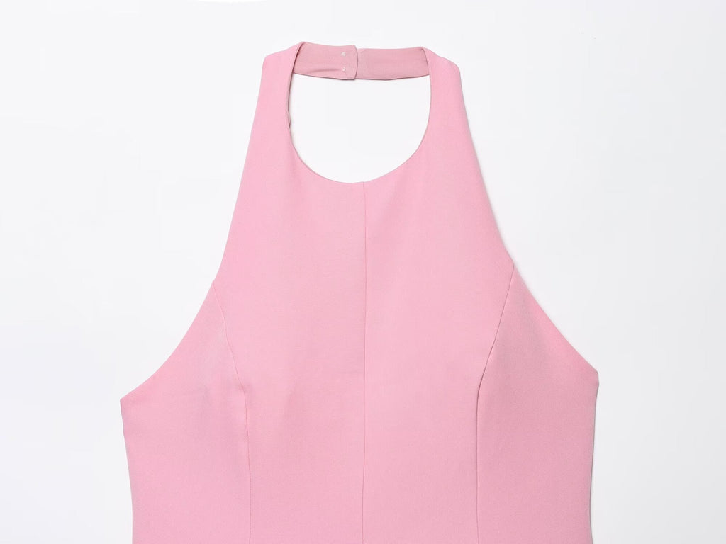Women's Summer Fashion Wave style Hanging Neck Mini Dress