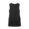 Women's New Fashion Black Sleeveless Waist cinching Mini Dress