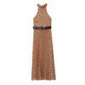 Women's chic fashion With Belt polka dot hanging neck MIDI dress