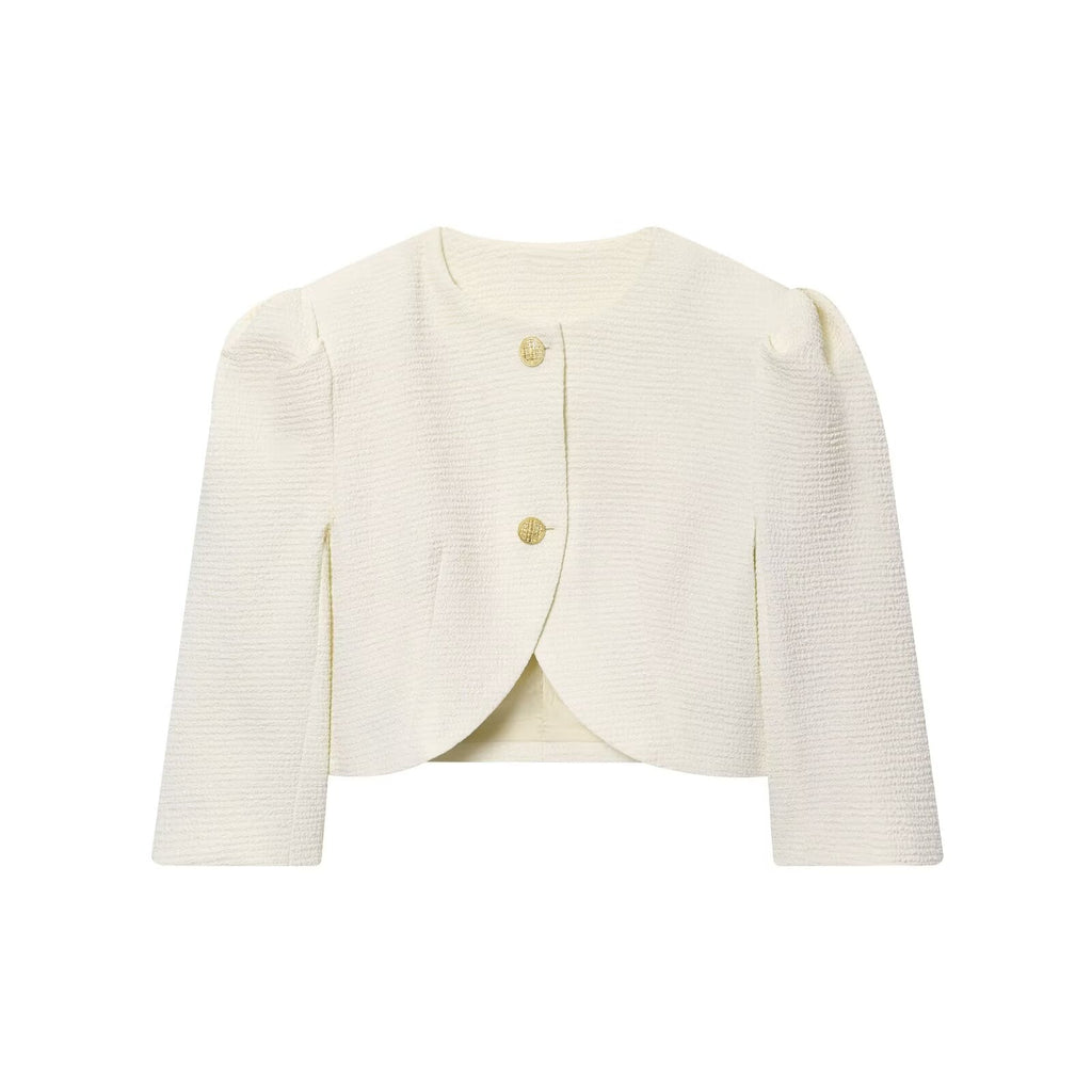 Women's new fashion short puffy sleeve suit jacket+Pants suit