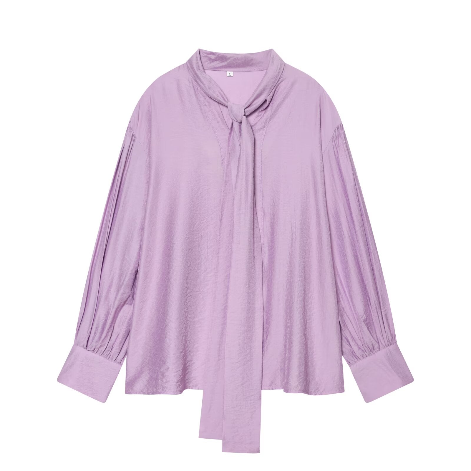 Women's scarf decoration casual satin textured shirt