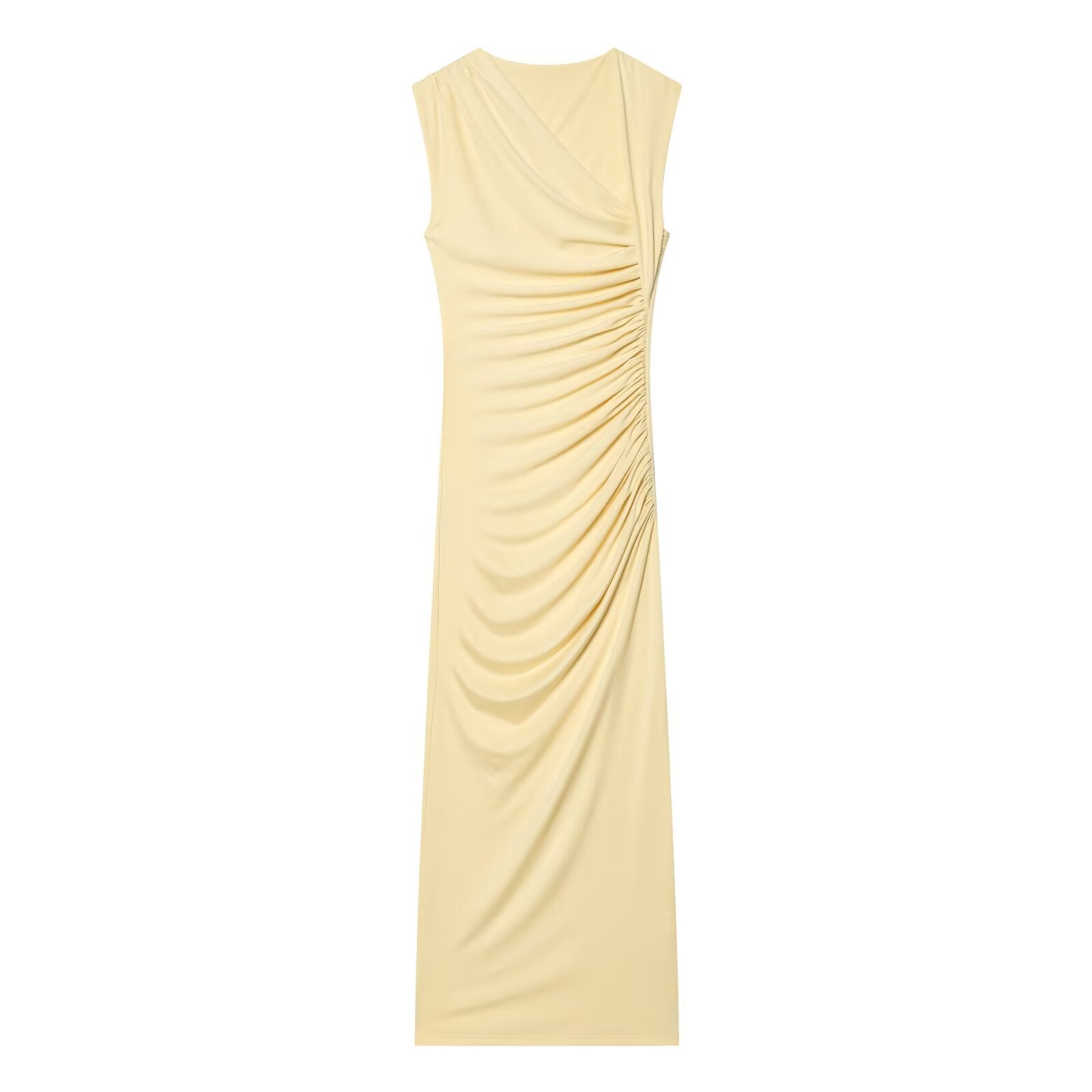 Women's pleated decorative elastic slim MIDI dress