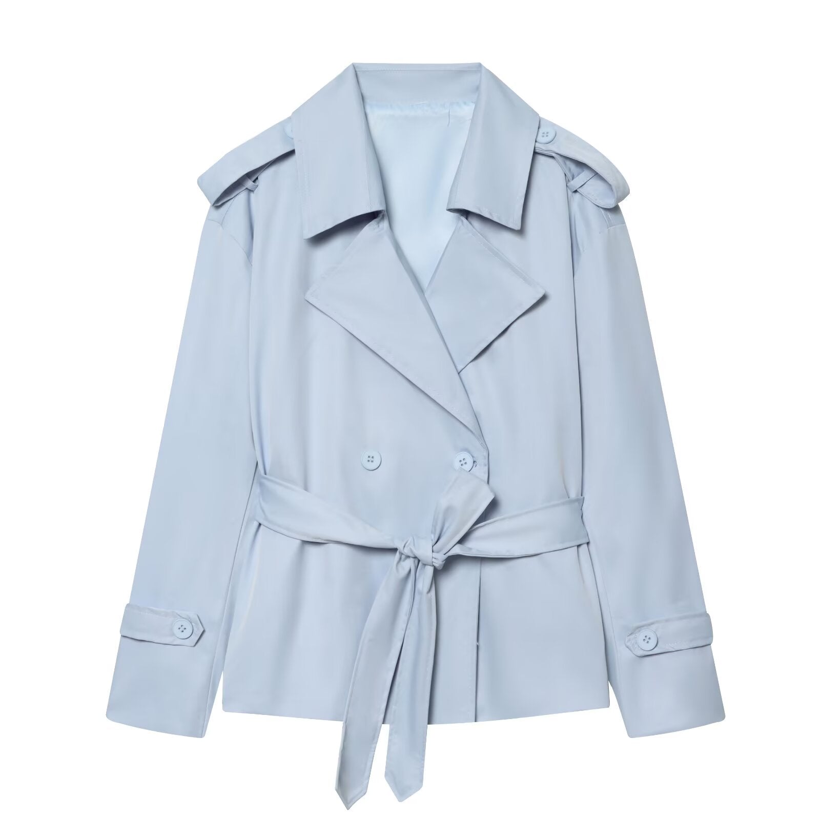 Women's with Belt short double breasted windbreaker Coat