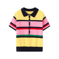 Women's contrasting striped knitted polo shirt