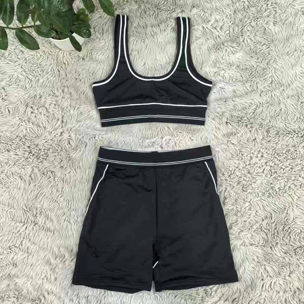 Women's new high-elastic, high-waist hip-lifting shorts vest fitness suit