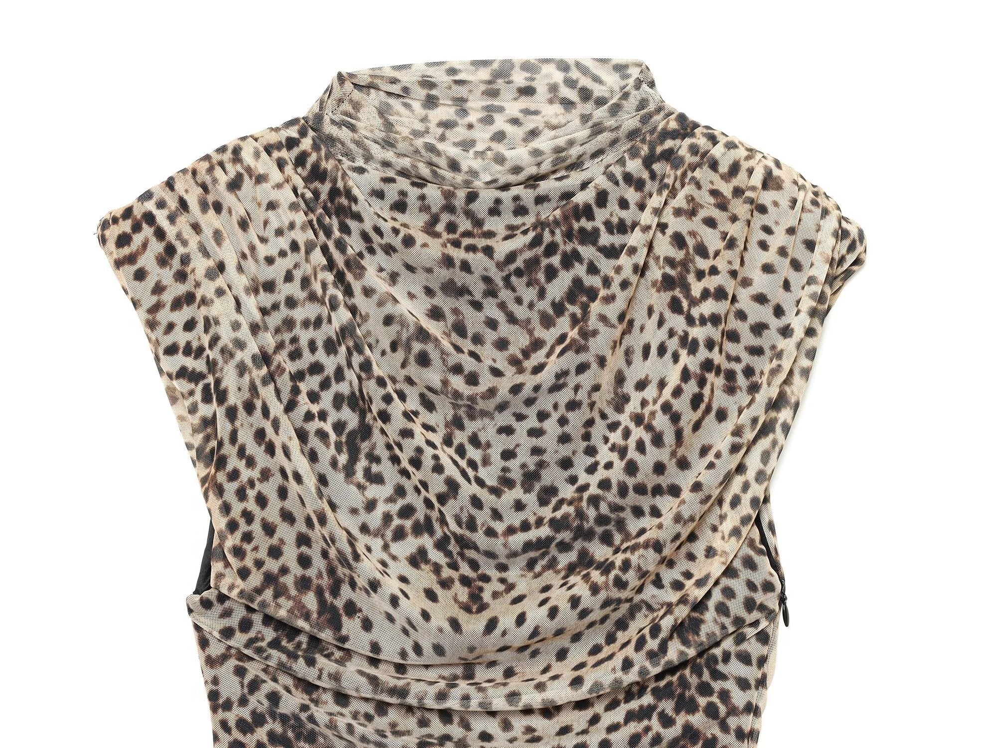 Women's animal print pleated tulle dress