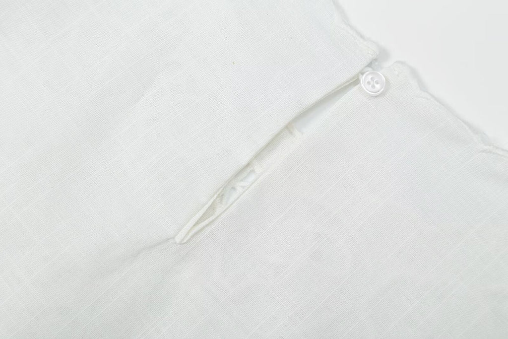 Women's bow decoration hollow embroidery top