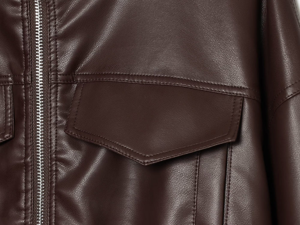 Women's leather effect adjustable waist jacket Coat