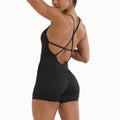 Yoga Pants Sports Jumpsuit Fitness Pants Backless Cross Bodysuit Solid Color Jumpsuit