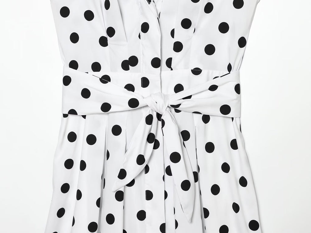 Women's polka dot Poplin Midi Dress