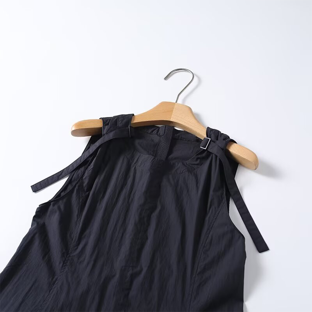 Women's adjustable shoulder strap draped MIDI dress