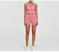 Women's New Suit Sports Bra Cross Vest Yoga Quick-drying Fitness Clothes+high Waist Tight Exercise Hip Yoga Shorts.