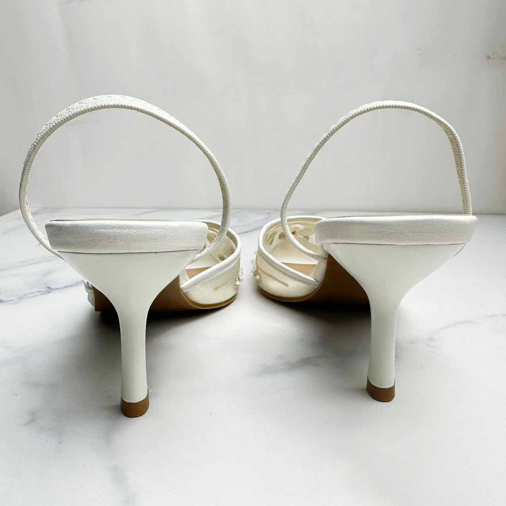 Women's New Fashion Joker Strap Temperament Stiletto Toe Baotou Embroidered Beaded Mesh Sandals.