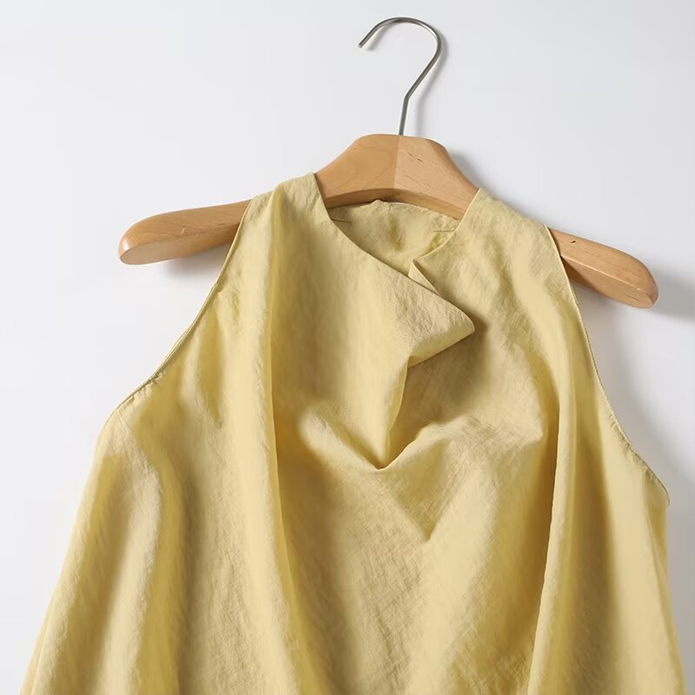 Women's draped Swing collar sleeveless top