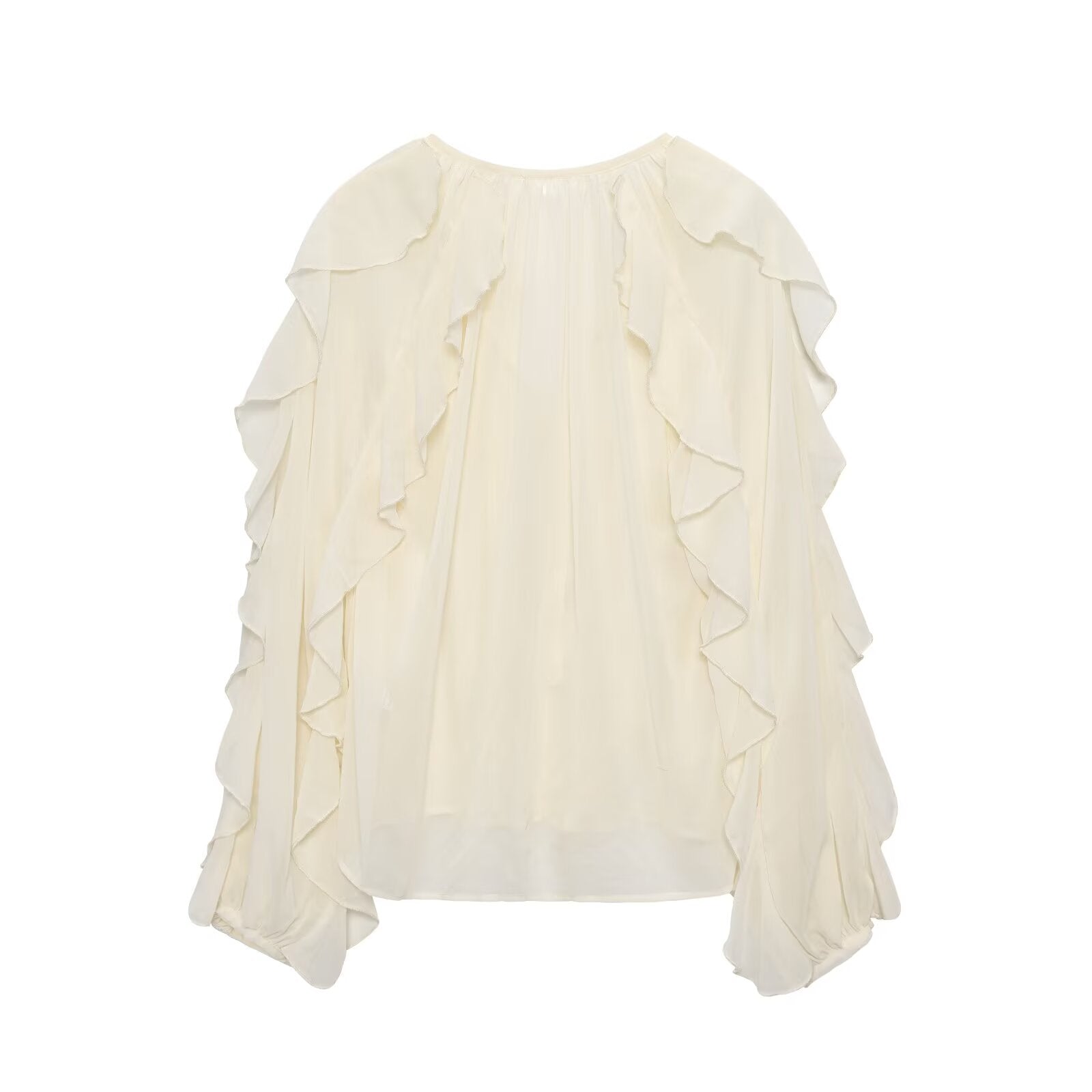 2025 Women's new fashion ruffled V-neck long sleeved shirt