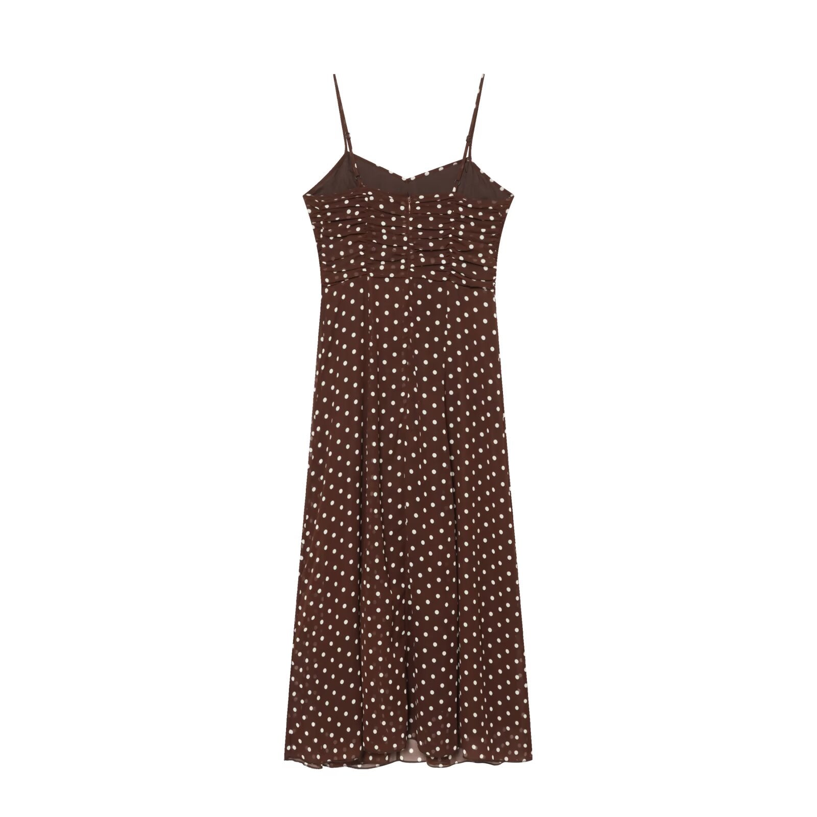 Women's polka dot chiffon suspender MIDI dress