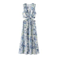 Women's Open Design Metallic Line Printed Dress