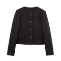 Women's autumn fashion short O Neck Button-up woolen coat