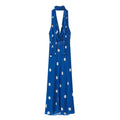 Women's new fashion with scarf polka dot print hanging neck MIDI dress