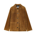 Women's new fashion anti suede effect loose lapel Button-up jacket