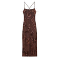 Women's embroidered floral backless MIDI dress