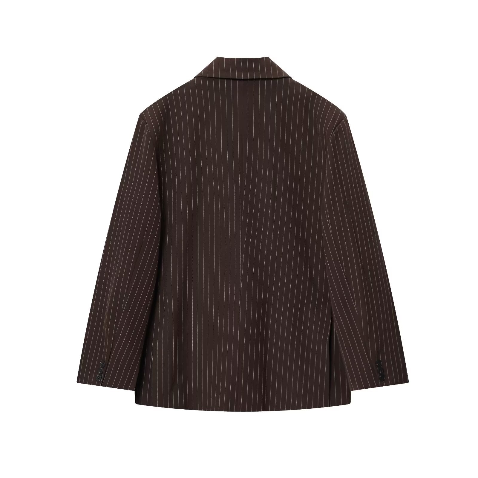 Women's new fashion loose double breasted thin striped suit jacket