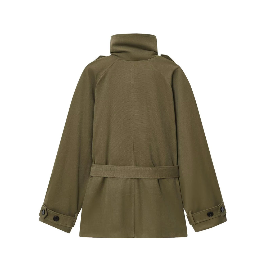 Women's new fashion with Belt loose cotton windbreaker Coat