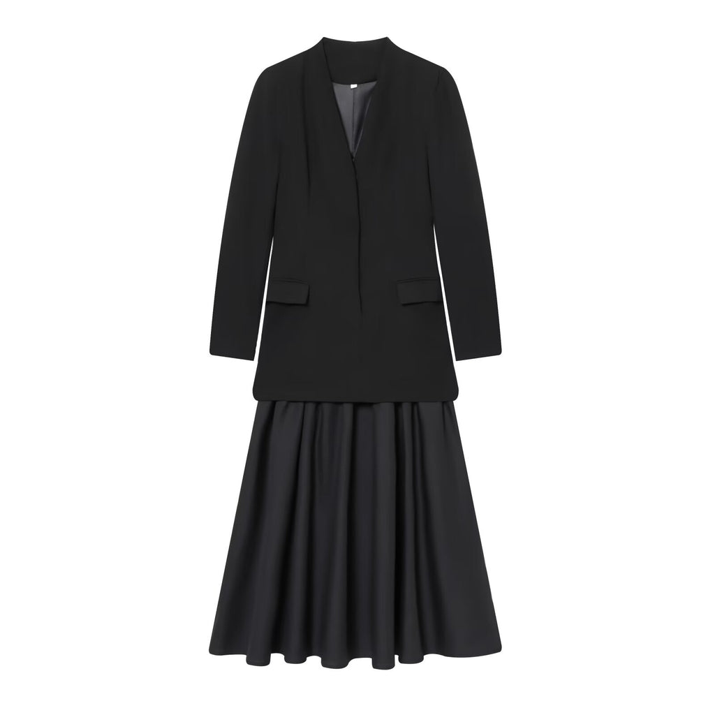 Women's new fashion splicing Suit style MIDI dress