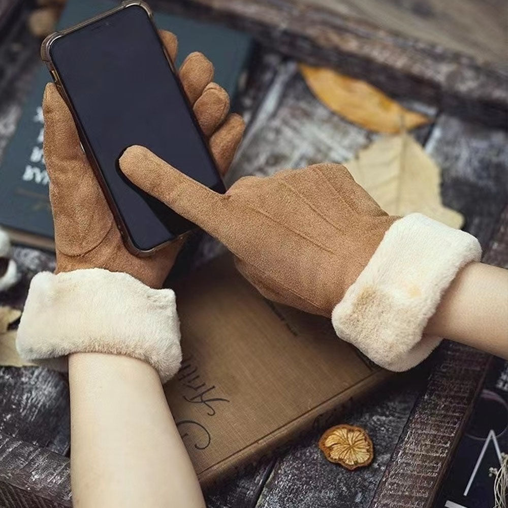Women's new suede touch-screen gloves