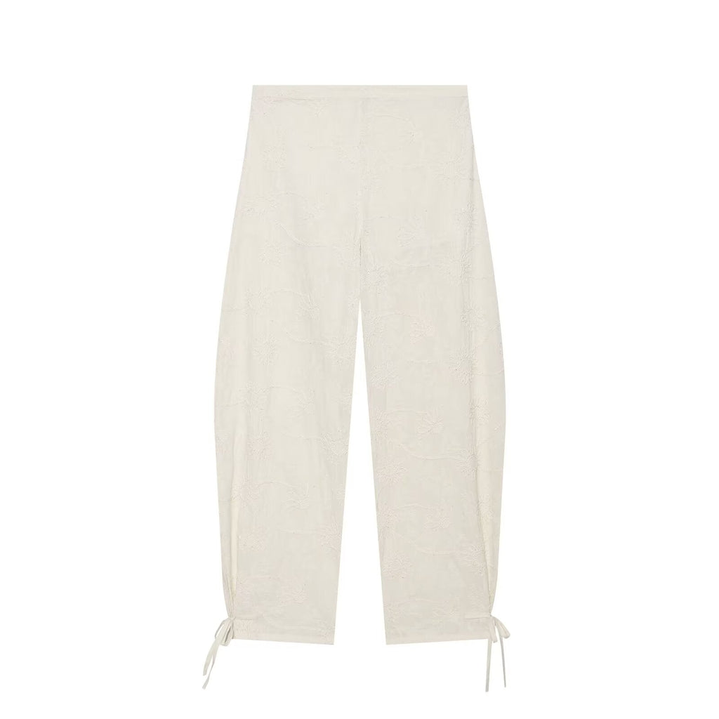 suit Women's 2 pieces embroidered bead hanging neck top+lantern pants