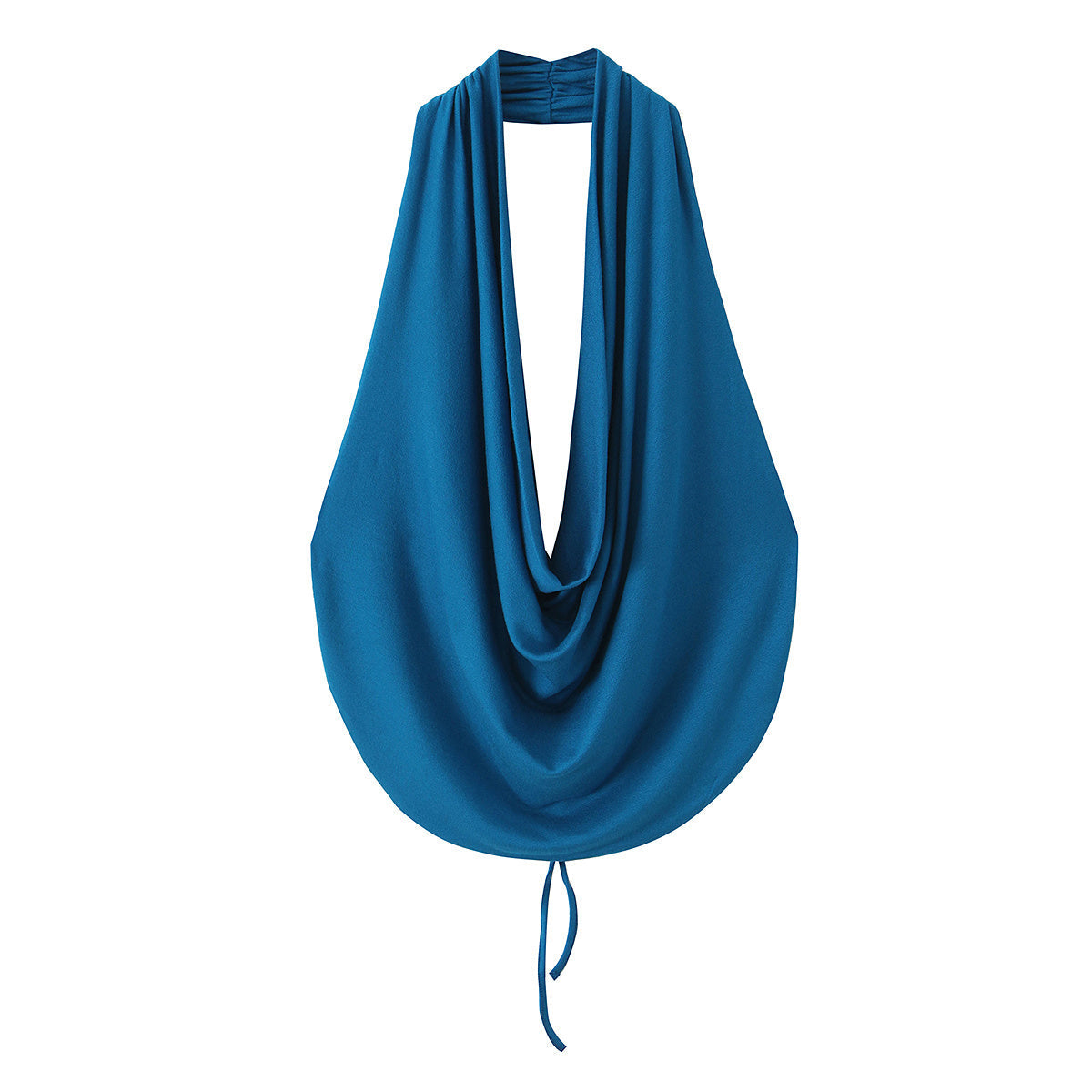 Women's pleated Hanging neck collar top
