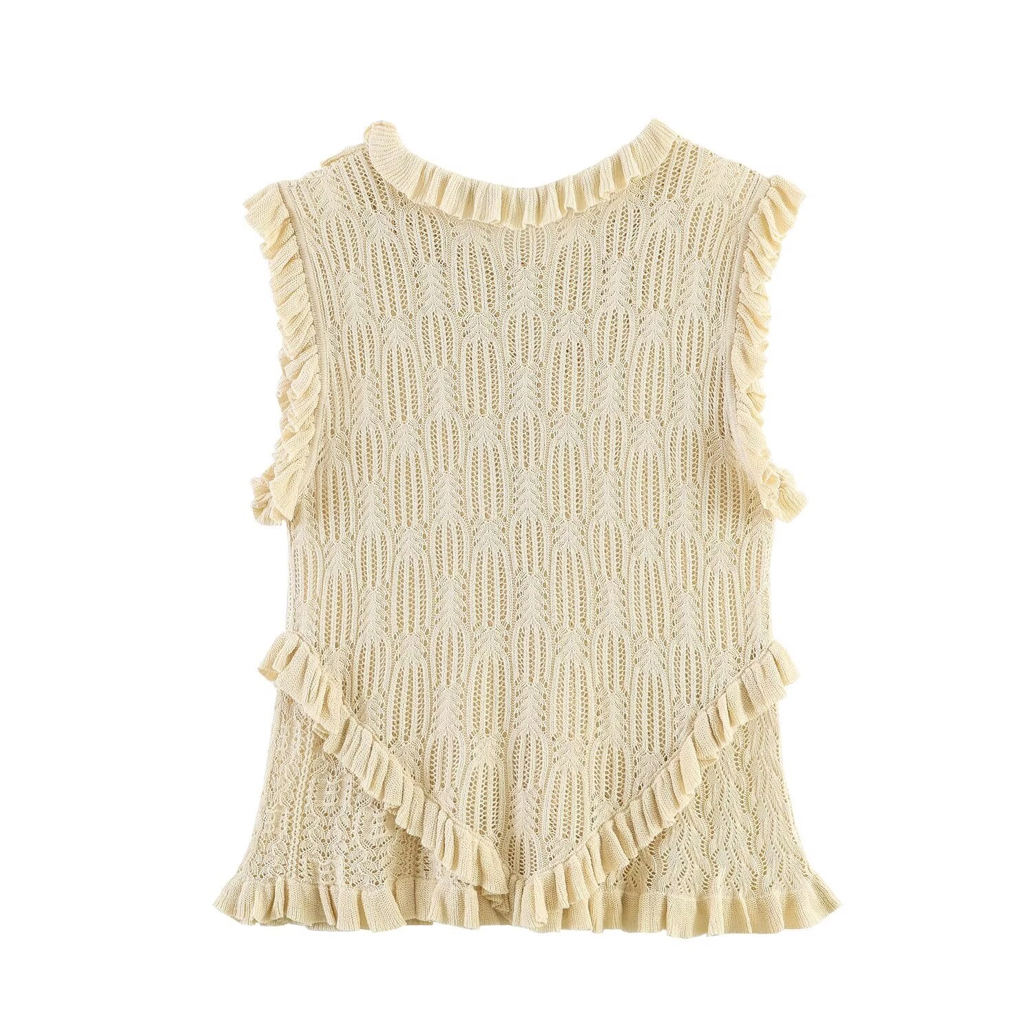 Women's layered decorative O Neck sleeveless top